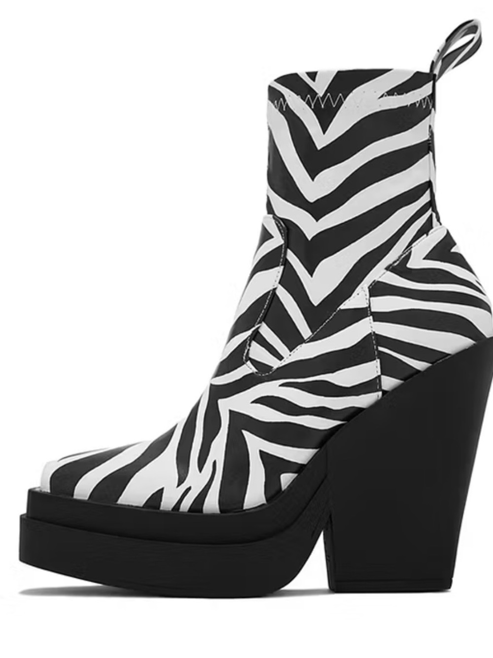 New Zebra Platform Ankle Boot - Black & White
